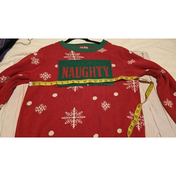 To be Jolly Ugly Christmas Sweater Womens Size XL Naughty Nice Swipe Sequins red - Picture 5 of 11
